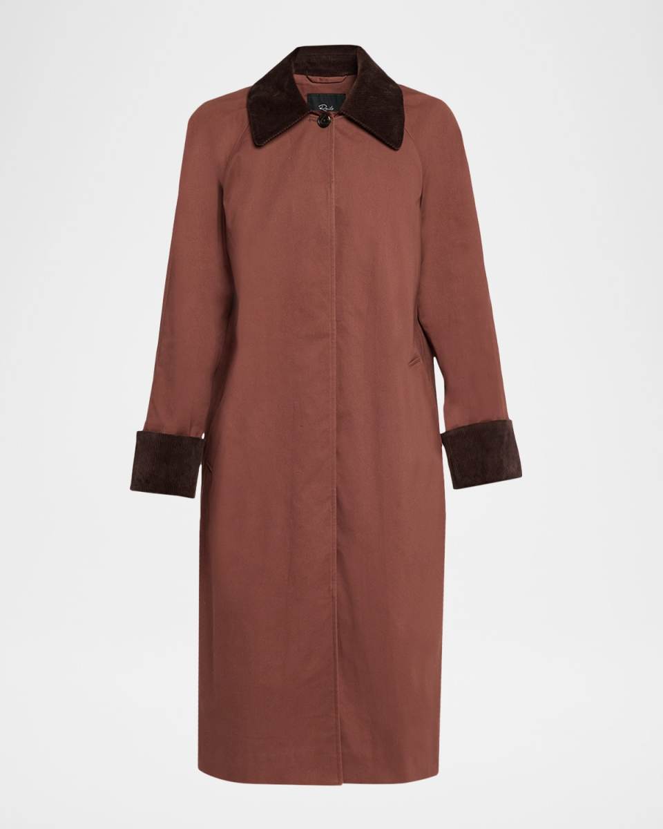 Levy Corduroy-Trimmed Trench Coat
